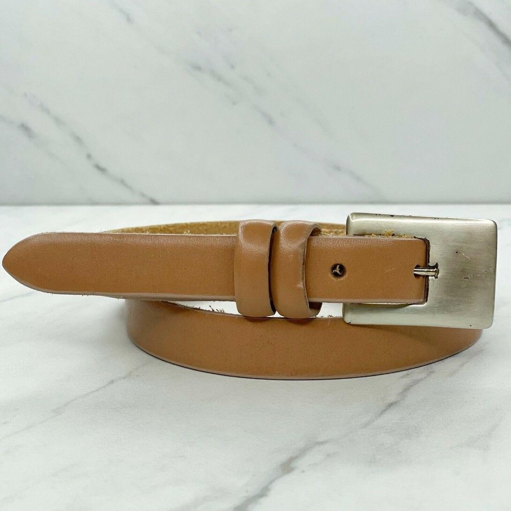 Emergere Brown Vintage Skinny Genuine Leather Belt